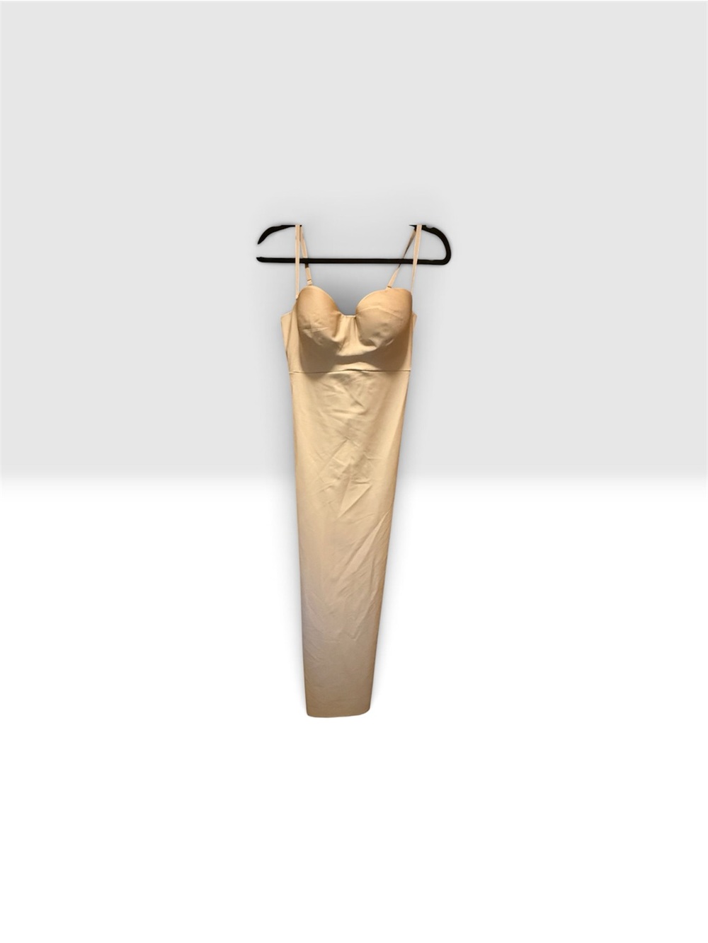 SKIMS Nude Beige Satin Spaghetti-Strap Bodycon Gown